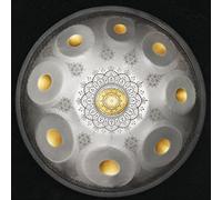 Tamburo per Handpan Mandala in Re Minore, Tamburo a Mano in Acciaio con Note 9/10/12, Strumento a Tamburo Premium con Borsa per Handpan Morbida, Mazze per Handpan, Supporto pe