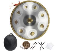 Tamburo Per Handpan Tamburo Per Lingua In Acciaio Dorato Con Protezione Del Bordo 432Hz Strumento A Percussione Professionale Da 9/10/12 Note Handpan 22 Pollici Per Principianti(Golden eye,9 Notes (44