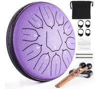 Tamburo per lingua, 6 pollici, 11 note, D-Dur Steel Tongue Drum con libro musicale, bacchette per tamburo, in acciaio, per principianti, per meditazione, yoga (lavanda, 6 pollici, 11 toni)