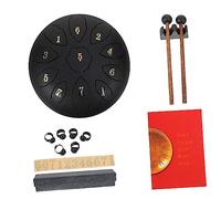 Tamburo per Lingua 8 Pollici 11 Note in Acciaio al Carbonio Nero | Suono Stabile, Corpo Ispessito, Finitura Liscia senza Tracce, Accessori Inclusi, per Yoga Meditazione