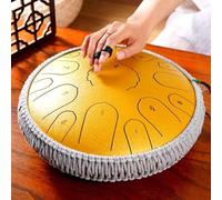 Tamburo per lingua da 33 pollici a 15 note, tasto D e percussione a mano antiruggine, strumento musicale a percussione a mano con bacchette e 4 culle per dita, per meditazione, intrattenimento