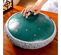 Tamburo per lingua da 33 pollici a 15 note, tasto D e percussione a mano antiruggine, strumento musicale a percussione a mano con bacchette e 4 culle per dita, per meditazione, intrattenimento