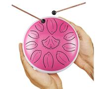 Tamburo per lingua da 6 pollici, 11 toni, in acciaio per tongue, foglie di ginkgo, strumento a percussione in acciaio per principianti, tamburo a mano per guarigione del suono, meditazione yoga (rosa)