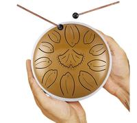 Tamburo per lingua da 6 pollici, 11 toni, in acciaio per tongue, ginkgo, lama in lega di acciaio, strumento a percussione per principianti, tamburo a mano per guarigione del suono, meditazione yoga