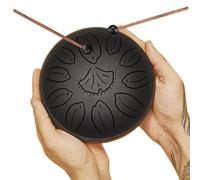 Tamburo per lingua da 6 pollici, 11 toni, in acciaio per tongue, in lega di acciaio, strumento a percussione per principianti, tamburo a mano per guarigione del suono, meditazione yoga (nero)