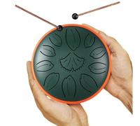Tamburo per lingua da 6 pollici, 11 toni, in acciaio per tongue, in lega di acciaio, strumento a percussione per principianti, per la guarigione del suono, meditazione, yoga (verde)