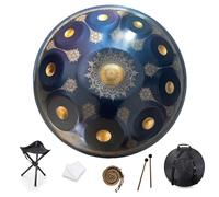 Tamburo Per Lingua Handpan - Tamburo A Percussione In Acciaio, Strumento Per Handpan Da 22 Pollici Mandala Tank Drum Strumento A Percussione In Acciaio Con Borsa Da Viaggio 440 Hz(Blue,10Notes)