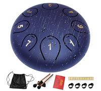 Tamburo per lingua in acciaio, 15,2 cm, 8 note, tamburi antipioggia per esterni in Do maggiore, strumento da appendere, handpan per bambini, etereo per meditazione, yoga, educazione musicale, blu