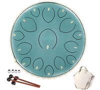 Tamburo per lingua in acciaio, 15 note, 35,5 cm, set di strumenti a percussione per meditazione con borsa per il trasporto, libro di musica, mazzuole, bacchette e plettri per dita per principianti
