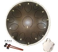 Tamburo per lingua in acciaio, 15 note, 35,5 cm, set di strumenti a percussione per meditazione con borsa per il trasporto, libro di musica, mazzuole, bacchette e plettri per dita per principianti