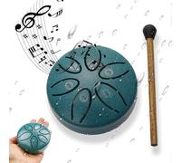 Tamburo per lingua in acciaio, 7,6 cm, 6 note, per giardino, impermeabile, per esterni quando piove, mini tamburo ritmico per pioggia per giardino all'aperto Symphony (verde scuro)