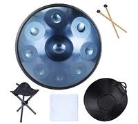 Tamburo per lingua in acciaio da 22 pollici Set di strumenti a percussione per tamburo a mano a 9 note con bacchette, supporto per handpan, panno antipolvere, borsa per il trasporto per