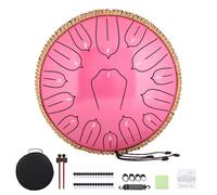 Tamburo per lingua in acciaio per adulti, 15 note, 40,5 cm, con custodia, libro musicale, bacchette e plettri per dita per meditazione, intrattenimento, educazione musicale, concerti, yoga, rosa