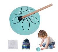 Tamburo per lingua in acciaio, tamburo da meditazione A-Key Tank Drum suono etereo 6 note 7,6 cm, martello e libro musicale inclusi, strumento a percussione per amanti della musica principianti