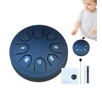 Tamburo per lingua in acciaio | Tamburo per lingua da 11,4 cm | Strumento a percussione a mano | 8 note - Tamburo a mano in chiave di C con libro musicale, Tamburo da meditazione con bacchette per