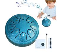 Tamburo per lingua in acciaio | Tamburo per lingua da 11,4 cm | Strumento a percussione a mano | 8 note - Tamburo a mano in chiave di C con libro musicale, Tamburo da meditazione con bacchette per
