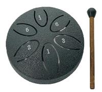 Tamburo per lingua in acciaio, tamburo tascabile a 6 toni da 3 pollici Mini tamburo per lingua in acciaio, ideale per la meditazione yoga, il campeggio, l'illuminazione musicale, Black
