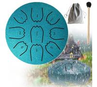 Tamburo per pioggia da giardino, per esterni, con le dita, in acciaio a 9 toni, strumento a percussione per educazione musicale, concerti, guarigione mentale, yoga, meditazione (blu navy)
