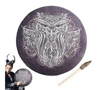 Tamburo per sciamano con bacchetta per tamburi, set di tamburi a mano, multiuso in legno, strumento musicale sciamanico portatile, tamburo misterioso per principianti, amanti della musica