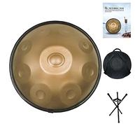 Tamburo professionale in acciaio Handpan per adulti, 22 pollici 9 note D Minor Heavy Duty Hand Drum Strumento a percussione con morbida borsa da viaggio (Color : Gold)
