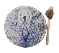 Tamburo sciamanico Albero della vita Tamburo fatto a mano Tamburo musicale da 25 cm con bacchetta Tamburo etereo da tavolo Tamburo for adulti