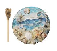 Tamburo Sciamanico - Costruzione In Legno E Pelle Da 25 Cm, Percussioni Portatili, Tocco Confortevole | Adatto Alle Intemperie, Design A Colori Retrò, Struttura In Pelle Di Legno Per Guarigioni,