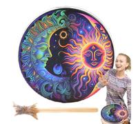 Tamburo sciamanico fatto a mano, con bacchetta sciamanica, tamburo sacro sciamanico, strumento di guarigione del suono, tamburo sciamanico a mano, tamburo a mano con design decorativo, sciamano per