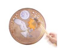 Tamburo sciamanico fatto a mano, con bacchetta sciamanica, tamburo sacro sciamanico, strumento di guarigione del suono, tamburo sciamanico a mano, tamburo a mano con design decorativo, sciamano per