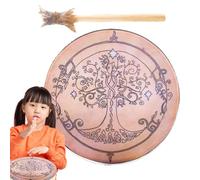 Tamburo sciamanico fatto a mano, tamburi sciamanici - Tamburi sciamani in legno con bacchetta - strumento di guarigione del suono sciamano, tamburo a mano di design decorativo, tamburo a tamburo