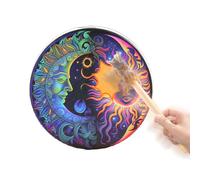 Tamburo sciamanico fatto a mano, tamburi sciamanici - Tamburi sciamani in legno con bacchetta - strumento di guarigione del suono sciamano, tamburo a mano di design decorativo, tamburo a tamburo