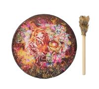 Tamburo sciamanico - pelle PU fatta a mano, percussione spirituale a mano | Tamburo rotondo in tono vintage, martello in legno incluso, strumento audio rituale per la meditazione, strumento musicale