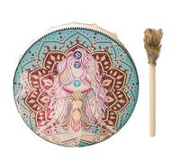 Tamburo sciamanico - pelle PU fatta a mano, percussione spirituale a mano | Tamburo rotondo in tono vintage, martello in legno incluso, strumento audio rituale per la meditazione, strumento musicale
