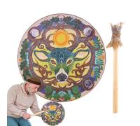 Tamburo sciamanico per adulti, tamburo sciamanico da 9 pollici, con design a testa di cervo, sciamano, guaritore del suono strumentale, spudorato per musica spirituale