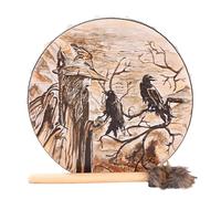 Tamburo sciamanico - Tamburo sciamanico con motivo vecchio e corvo | Simbolo del tamburo siberiano, tamburo sciamanico fatto a mano tamburi siberiani musica spirituale con bacchetta ornamento