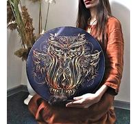 Tamburo Sciamanico Tamburo Sciamanico da 10 Pollici Fatto a Mano Tamburo a Mano con Bacchetta Strumento di Guarigione del Suono Dell'albero della Vita per Musica Spirituale, Meditazione di(Gufo)