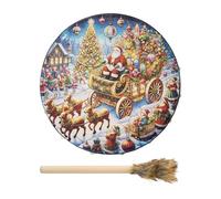 Tamburo sciamanico - Tamburo sciamanico natalizio in legno con bacchetta, strumento di guarigione del suono per musica spirituale, decorazioni per la casa, strumenti sciamanici
