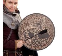 Tamburo Sciamanico | Tamburo Siberiano Con Albero Della Vita E Design Di Realizzato A Mano | Sciamanico Spirituale Con Bacchetta Per Meditazione, Rituali Di Guarigione, Terapia Del Suo