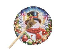 Tamburo sciamano da 25,4 cm, in legno, con bacchetta, strumento di guarigione del suono, decorazioni per la casa, strumento spirituale per meditazione