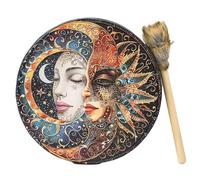 Tamburo sciamano egiziano - tamburo spirituale lunare, cornice | 25,4 cm fatto a mano cerimoniale con bastone, mano rituale della dea della luna per guarigione del suono e meditazione | Spirit