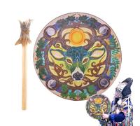 Tamburo Sciamano Fatto A Mano - Strumento Rituale Da 9 Pollice Materiale In Pelle Testa Di Cervo Decorativa Con Risonante | Accessorio Musicale Meditazione Migliorando Il Riflessio