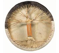 Tamburo Shaman Viking in pelle di capra, Ø 40 cm, con manico in pelle in stile albero, set rotondo Shaman Drum Goat Skin con bastone
