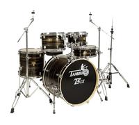 Tamburo T5 LX Batteria Acustica, 5 Pezzi in Legno di Pioppo, Finitura Wood Grain Black, con Hardware Completo