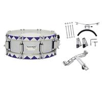 GEWA 890513 Tamburo da Marcia, Rullante da Banda 13 x 5", Fusto in Acciaio Nickel con Cerchi Storici, Blu Zigzag