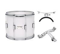GEWA tamburo da marcia/tamburo tenore, fusto in betulla bianco, 14 x 10", 8 tiranti, pelli Remo USA, incl. piastra forata e supporto per ginocchio
