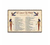 TAMDDBPJD Ancient Egypt Maat Philosophy - 42 Principles & Virtues Wall-Art for Study & Yoga Studio(Unframed,16x24inch(40x60cm))