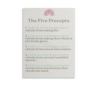 TAMDDBPJD Buddhist Principles Five Precepts Wall-Art Canvas Print Spiritual Zen Decor for Living Room Bedroom Office Ambiance(Framed,16x24inch(40x60cm))