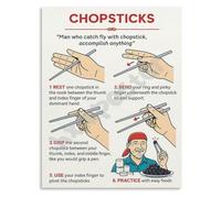 TAMDDBPJD Chopsticks Technique Guide Poster How to Use Chopsticks Table Manners Educational Wall-Art for Home and Kitchen Decor(Unframed,08x12inch(20x30cm))