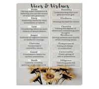 TAMDDBPJD Classical Art 7 Deadly Sins and 7 Virtues Poster for Moral Philosophy and Aesthetic Room Decor(Unframed,08x12inch(20x30cm))