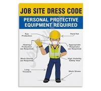 TAMDDBPJD Construction Zone Dress Code Guide Canvas Wall-Art Poster for Foreman Office or Tool Room(Framed,16x24inch(40x60cm))