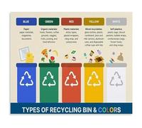 TAMDDBPJD Eco Friendly Waste Sorting Poster Recycling Bins And Colors Guide Canvas Wall-Art Decor(Unframed,08x12inch(20x30cm))